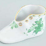 Herendi porcelán Apponyi mintás cipőcske, kézzel festett, jelzett, hibátlan. 10x5,5 cm