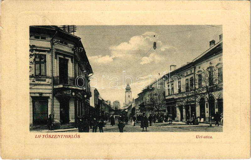 1912 Liptószentmiklós, Liptovsky Mikulás; Úri utca, Lerchenfeld Gyula és Maczner Ignác üzlete. W.L. Bp. 2514. 1910-13. 9780. / street, shops (EK)