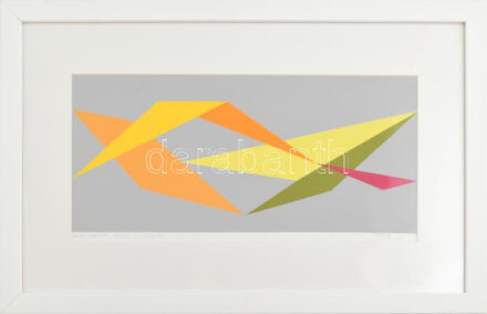 Halmi-Horváth István (1973-): Cím nélkül (170804.). Akril, papír, jelzett. Üvegezett fakeretben. 18×39,5 cm / Acrylic on paper, signed. Framed.