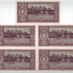 1945. 100P (5x) sorszámkövetők 'E 321 021266 - E 321 021270' T:AU / Hungary 1945. 100 Pengő (5x) consecutive serials 'E 321 021266 - E 321 021270' C:AU Adamo P18 - Image 2