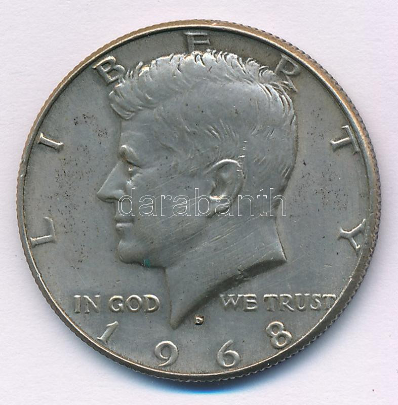 Amerikai Egyesült Államok 1968D 1/2$ Ag 'Kennedy' T:XF USA 1968D 1/2 Dollar Ag 'Kennedy' C:XF Krause KM#202a