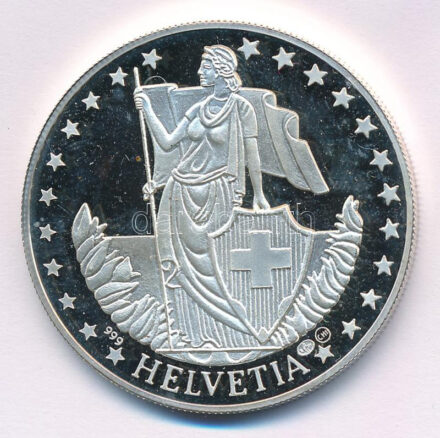 Svájc DN 'Helvetia / Matter Horn - A svájci hegyek' Ag emlékérem tanúsítvánnyal (31,1g/0.999/40mm) T:AU (PP) Switzerland ND 'Helvetia / Matter Horn - The Swiss Mountains' Ag commemorative medallion with ceretificate (31,1g/0.999/40mm) C:AU