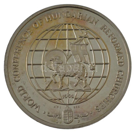 Lebó Ferenc (1960-) 1991. 'Magyar Reformátusok II. Világtalálkozója' jelzett Ag emlékérem (156,96g/0.925/42,5mm) T:AU (PP) patina