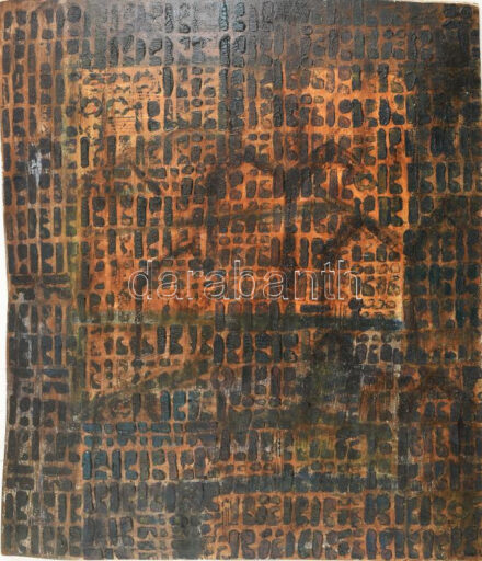 O.L. jelzéssel: Fekete ritmus. Olaj, farost, vetemedett. 51x45 cm.