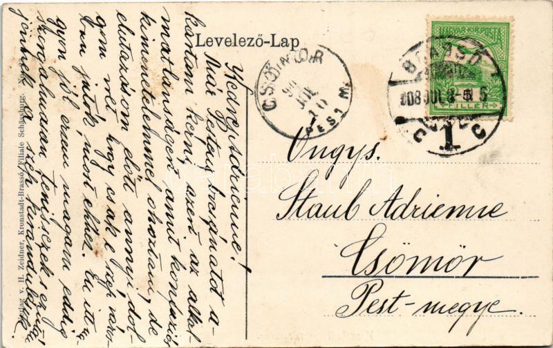 1908 Brassó, Kronstadt, Brasov; Transilvánia kávéház, Rezső tér, autó. H. Zeidner No. 23. / Café Transylvania, Rudolfsring, automobile (EK) - Image 2