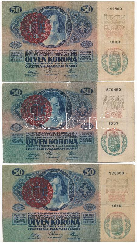 1914. 50K (5x) piros 'MAGYARORSZÁG' felülbélyegzéssel T:F - Image 3