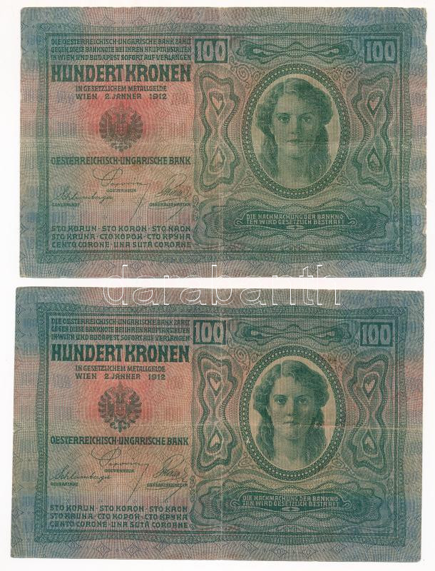 1912. 100K (5x) piros 'MAGYARORSZÁG' felülbélyegzéssel T:F Adamo K28 - Image 2