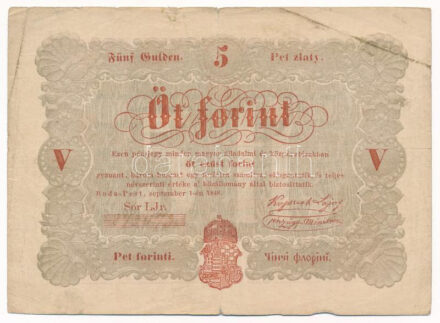 1848. 5Ft 'Kossuth bankó' vörösesbarna T:F Adamo G109