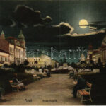 1913 Arad, Kossuth park este / park at night (EK)