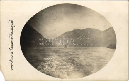 Orsova, monitor a Kazán zuhatagnál (Dunaflottilla) / K.u.K. Kriegsmarine Donauflottille / WWI Austro-Hungarian Navy, Danube Fleet river patrol boat in the Cazane gorge. photo (EM)