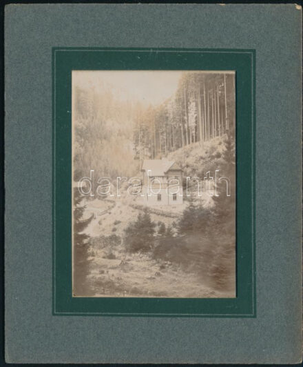 cca 1910 Körmöcbánya (Kremnica, Felvidék) Zólyomvölgy, nyaraló 8x11 cm-es fekete-fehér fotó paszpartuban. karton 14x17 cm
