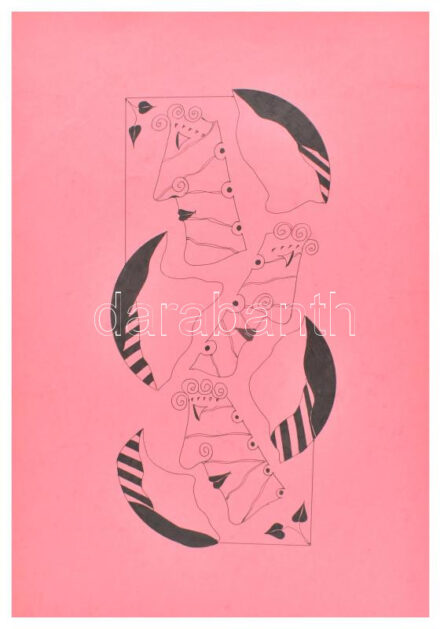 Szász Károly István (1909-1979): Arcok. Tus, papír. Jelzés nélkül. 32x25 cm