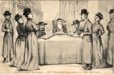1907 Rozwód przed Rabinatem. S.M.P. Kraków 1906 20. / 'Get' Ehescheidungsprozess vor dem Rabbinate / Jewish divorce, Judaica / Zsidó válási procedúra a Rabbi előtt, Judaika (EK)