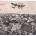 1909 Budapest I. Bleriot repülőgépe a Krisztinaváros felett, montázs (fl)