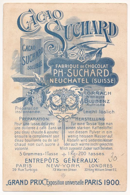 Lviv, Lwów, Lemberg (Gallicya, Galizien); Menu - Chocolat Suchard / Swiss chocolate advertising, folklore. Art Nouveau, floral, litho (non PC) (18 x 12 cm) (EK) - Image 2
