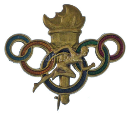 ~1950. 'Olimpia' részben festett bronz jelvény T:AU