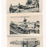 1940 Budapest, Üdvözlet Budapestről. Leporellólap 10 kis képpel, turisták a városnéző autóbuszban (EK) - Image 2