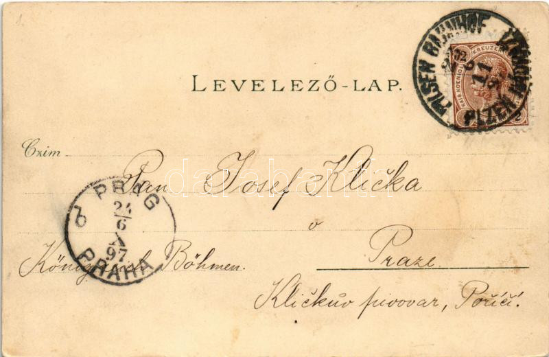 1897 (Vorläufer!) Szeged, Városháza, Széchenyi tér, Városi színház, Híd utca, Közúti vashíd és rakpart, MÁV palota. Art Nouveau, floral, litho (EK) - Image 2