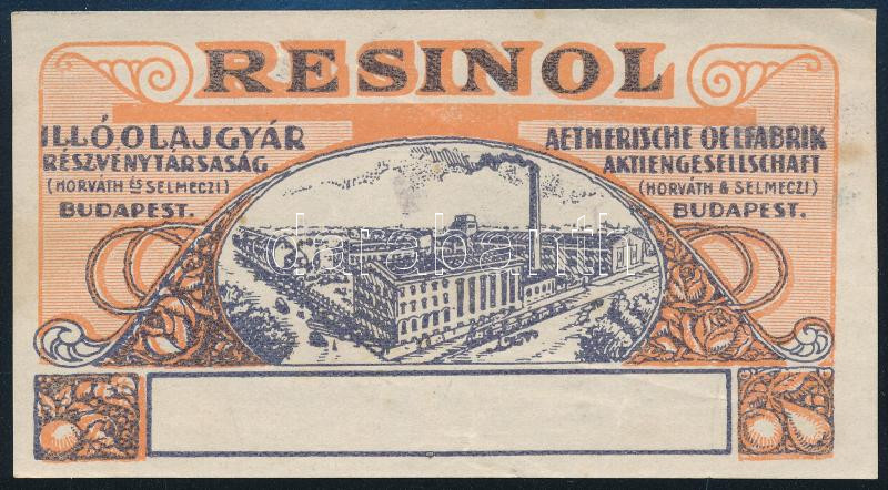 cca 1930 Resinol illóolaj címke