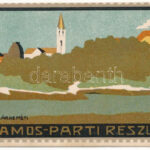 Szatmárnémeti, Satu Mare; Szamos part. Wiener Werkstätte stílusú művészlap. Reizer János kiadása / Somes riverside. Wiener Werkstätte style Art Nouveau litho postcard s: Litteczky Endre (fl)