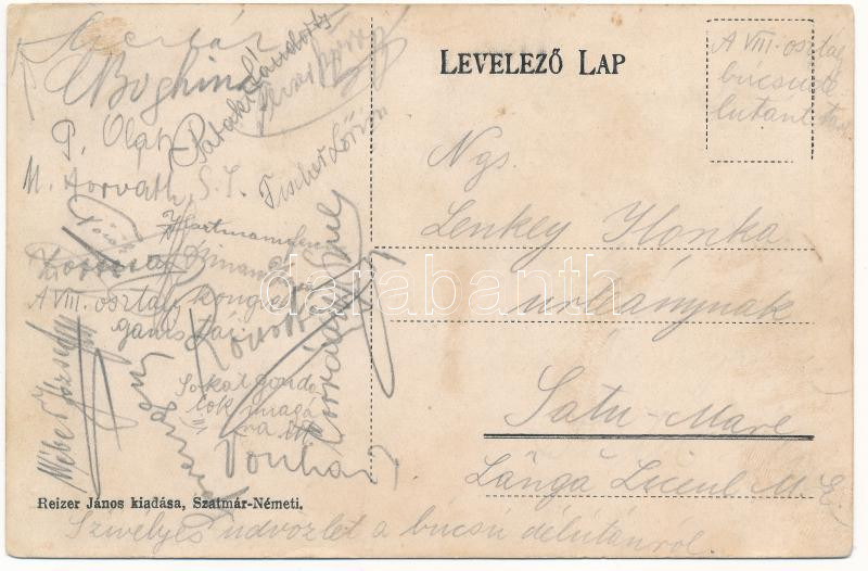 Szatmárnémeti, Satu Mare; Szamos part. Wiener Werkstätte stílusú művészlap. Reizer János kiadása / Somes riverside. Wiener Werkstätte style Art Nouveau litho postcard s: Litteczky Endre (fl) - Image 2