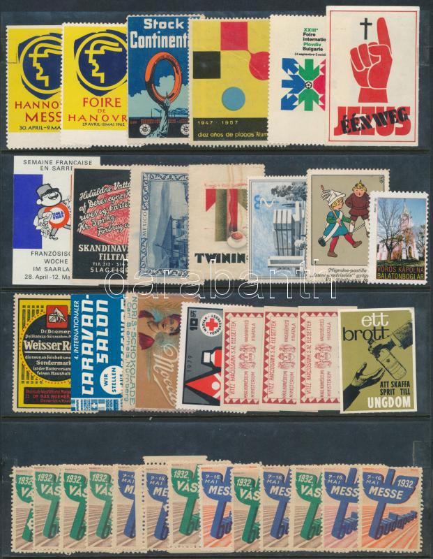 101 db parafilatélia, főleg levélzáró és propaganda bélyeg, pár illetékbélyeg, 3 db berakólapon - Image 2