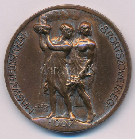 Sződy Szilárd (1878-1939) 1925. 'Magyar Főiskolai Sportszövetség 1907 - Bajnoki érem - Súlydobás II. 1925.' ezüstözött bronz díjérem, peremen 'LUDVIG BUDAPEST' gyártói jelzéssel (41mm) T:XF ezüstözés lekopott