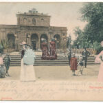 1903 Arad, Baross parki kioszk vendéglő. Ifj. Klein Mór kiadása, montázs / park kiosk, restaurant. Montage (EK)