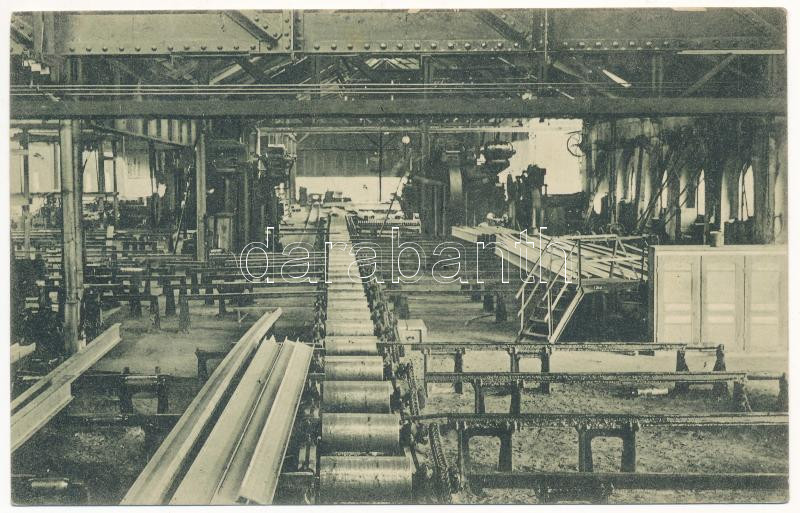 1914 Resicabánya, Resita; vasgyár belső, kikészítő. Kiadja Weisz Adolf / Adjustage / iron works interior, factory