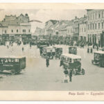 1927 Kolozsvár, Cluj; Egyesülési tér, Albina, L. Reményik Lepage üzlete, 'Duma Autobusele Unite' autóbuszok / Piata Unirii / square, shops, autobuses (EK)