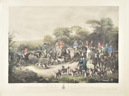 C. Agar festménye után: Vadászat (The bury hunt). Színes metszet, papír, jelzett a metszeten, XX. sz. vége. 57x73 cm. Feltekerve, lapszéli apró törésnyomokkal.
