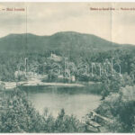 Szovátafürdő, Baile Sovata; Medve tó. 3-részes kinyitható panorámalap, Eugen Vass 1929. Nr. 226.a. / Lacul Ursu / lake. 3-tiled folding panoramacard