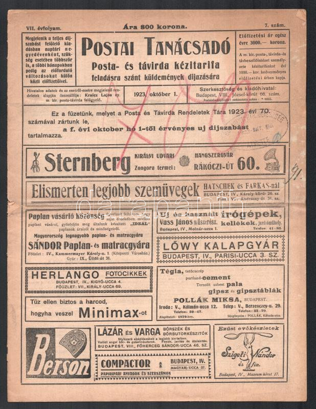 1923-29. Postai Tanácsadó két száma.