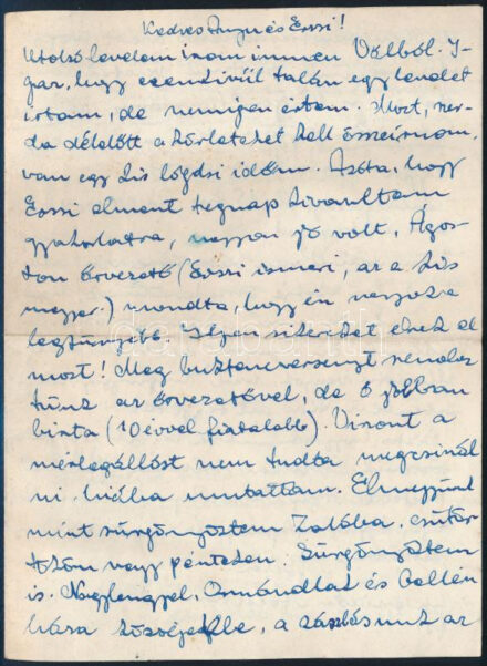 1944 novembere, ifj. Czene Béla (1911-1999) festőművész autográf levele karpaszományos honvédként feleségéhez, Hikádi Erzsébethez (1911-2008) és édesanyjához Válról, amelyben beszámol a II. világháborús fejleményekről,