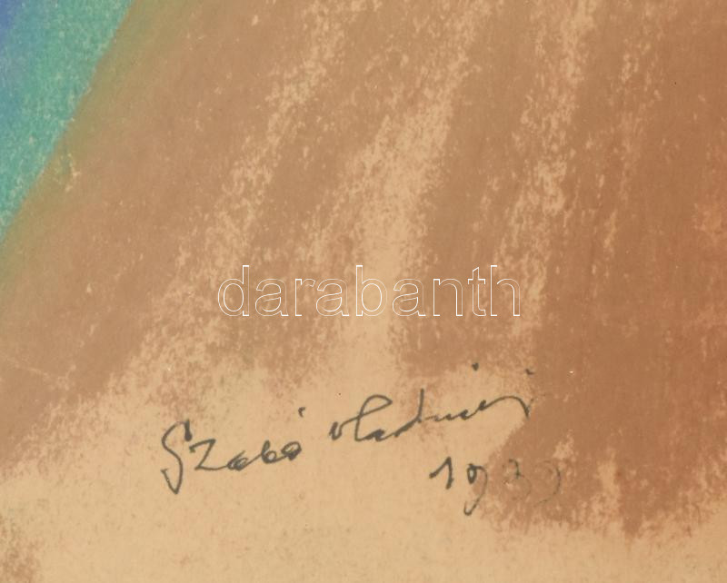 Szabó Vladimir (1905-1991): Kalapos arcképe, 1939. Pasztell, papír, jelezve jobbra lent. Üvegezett fakeretben, 47,5×31 cm / pastell on paper, signed, framed - Image 2