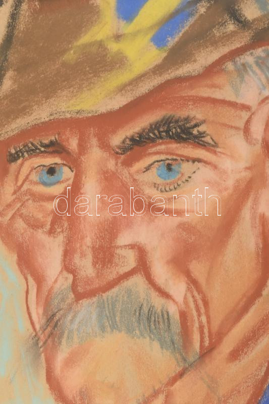 Szabó Vladimir (1905-1991): Kalapos arcképe, 1939. Pasztell, papír, jelezve jobbra lent. Üvegezett fakeretben, 47,5×31 cm / pastell on paper, signed, framed - Image 3