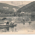 1905 Menyháza, Monyásza, Moneasa; Halastó, csónakázók / lake, boat trips (Rb)