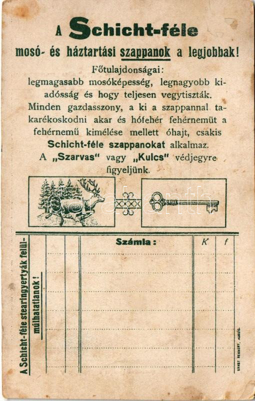Budapest I. Várkert, rakpart és királyi vár, Tabán. Hátoldalon Schicht szappan reklám (EK) - Image 2