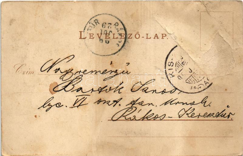 1899 (Vorläufer) Budapest II. Szent Lukács és Császár fürdő, gőzhajó. Rigler r.-t. litho (fa) - Image 2