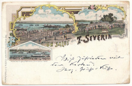 1898 (Vorläufer) Turnu Severin, Szörényvár; Calla Vaporului Principelui Carol, Inaugurarea Vaporului Principelui Carol, Lansarea in apa Vaporului Principelui Carol / Inauguration and launching of the steamship. D.R. Raducanescu Art Nouveau,