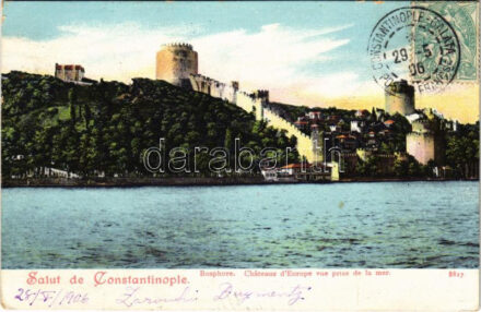 1906 Constantinople, Istanbul; Bosphore, Chateau d'Europe vue prise de la mer / castle (small tear)