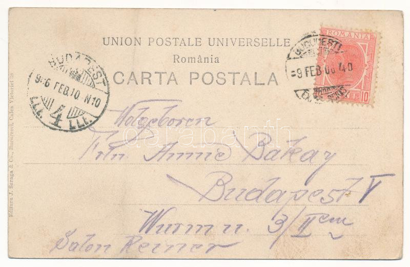 1906 Bucharest, Bukarest, Bucuresti, Bucuresci; Marele Hotel de France, Berera Varful Dor (demolished after the earthquake of March 4, 1977) (fa) - Image 2