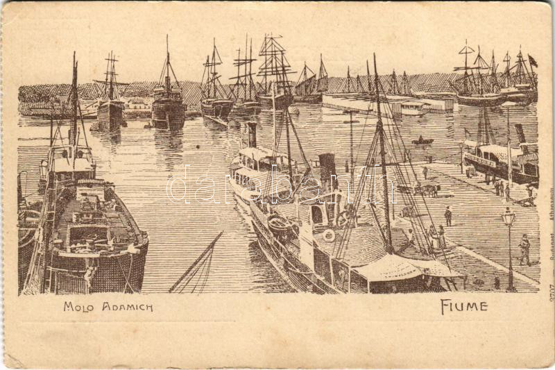 Fiume, Rijeka; Molo Adamich / port, steamship. Athenaeum (EK)
