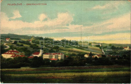 1918 Felsőlövő, Oberschützen; látkép. Kirnbauer Otto kiadása / general view (kopott sarkak / worn corners)