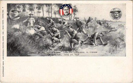 Charge of the 'Rough Riders' upon the Spaniards in ambush. La Quasina, June 24. 1898. (EK)
