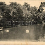 1910 Kistapolcsány, Topolcianky; József főhercegi kastély parkja, tó / castle park and lake (EM)