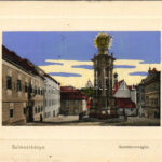 Selmecbánya, Banská Stiavnica; Szentháromság tér és szobor. Joerges 1910. / Trinity statue, square (EK)