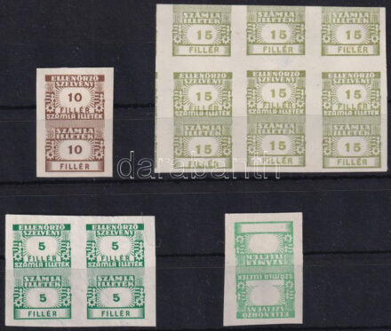 1947-1948 Számla illetékbélyeg 17 db próbanyomat