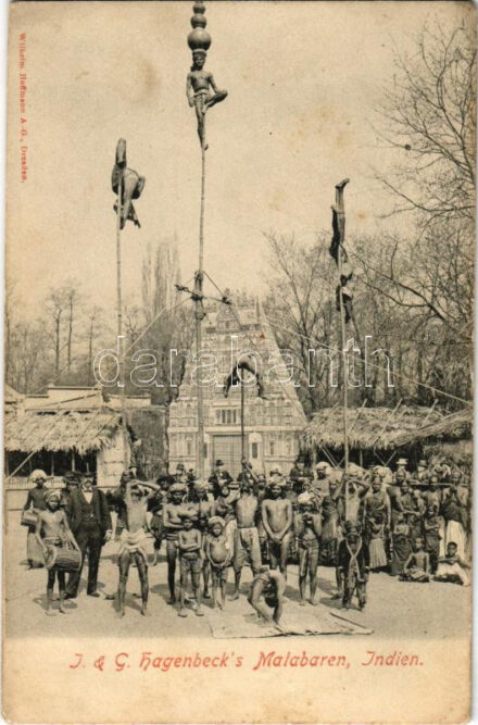 J. & G. Hagenbeck's Malabaren, Indien / Emberi állatkert, cirkuszi látványosság, indiaiak / human zoo, circus, Indian people (fl)