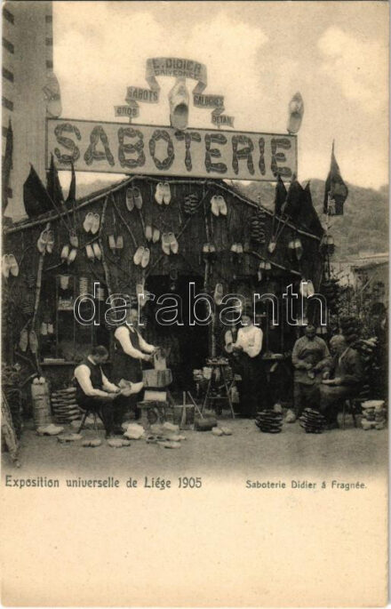 Exposition universelle de Liége 1905, Saboterie Didier a Fragnée / Az 1905-ös Liege-i világkiállításról, klumpagyár reklámja / World's Fair, clog factory advertisement